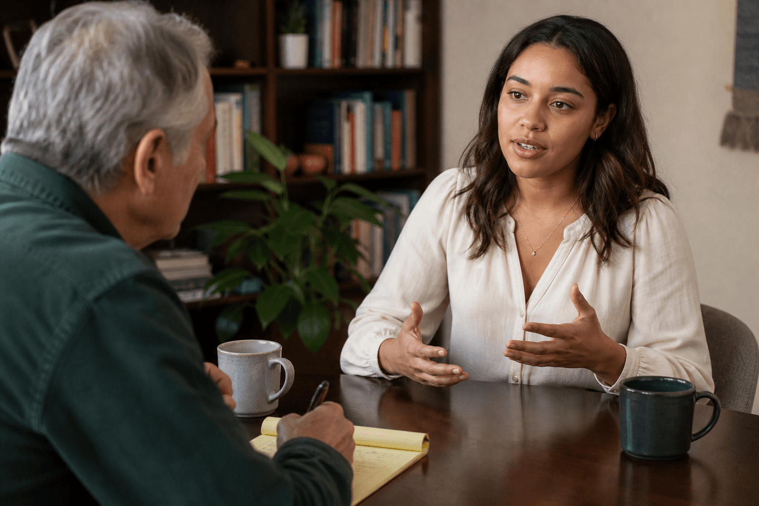 A coach and a leader in a one-on-one session